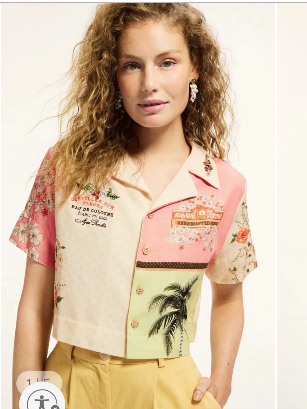 Agua Benita Embroidered Itsy Shirt Size L Linen Blend Retail$210